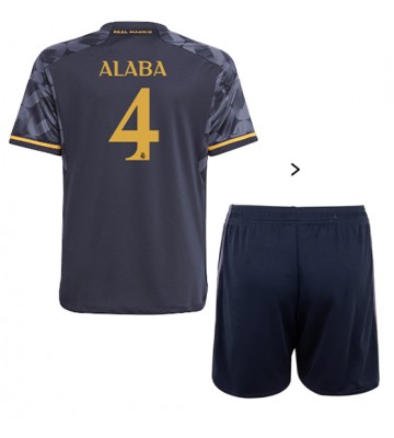 Real Madrid David Alaba #4 Borta Kläder Barn 2023-24 Kortärmad (+ Korta byxor)